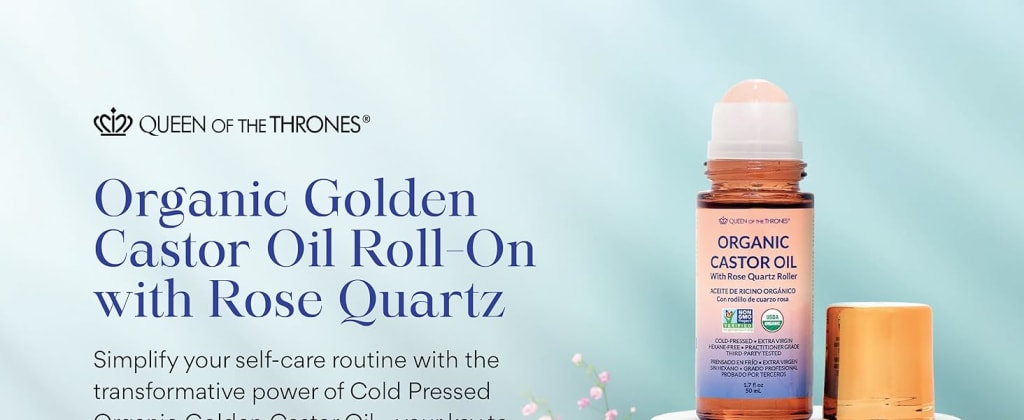 Less Mess, More Glow: Organic Castor Oil With Rose Quartz Roll-On