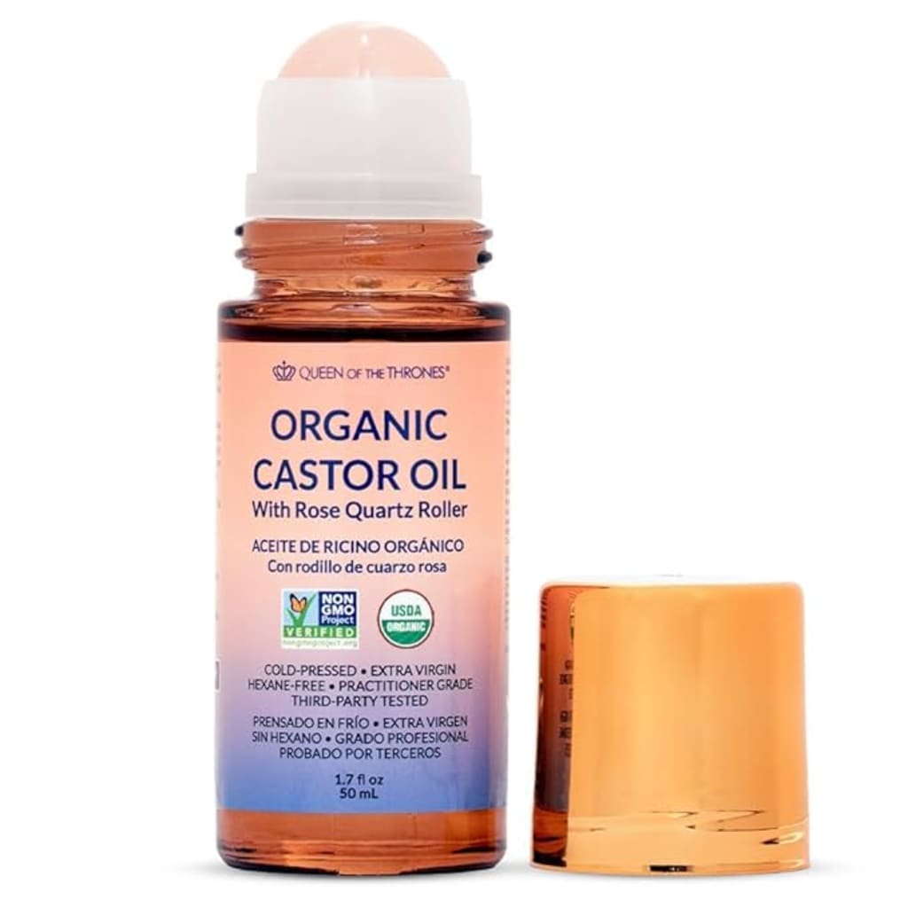 Less Mess, More Glow: Organic Castor Oil With Rose Quartz Roll-On