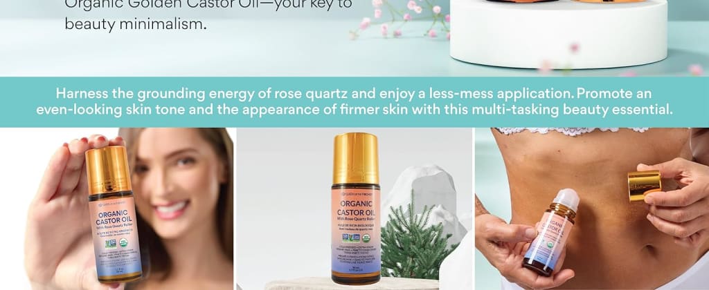 Less Mess, More Glow: Organic Castor Oil With Rose Quartz Roll-On