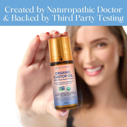 Less Mess, More Glow: Organic Castor Oil With Rose Quartz Roll-On
