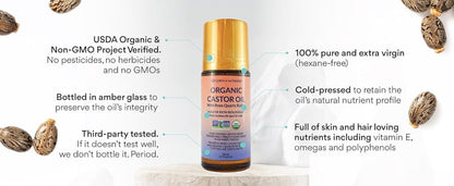 Less Mess, More Glow: Organic Castor Oil With Rose Quartz Roll-On